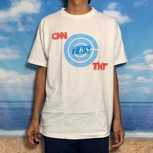 Vintage cnn tbs tnt television tee shirt white single stitch